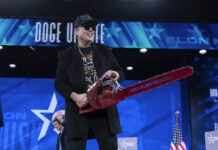 
			
				                                Elon Musk holds a chainsaw as he arrives to speak at the Conservative Political Action Conference, CPAC, at the Gaylord National Resort & Convention Center, Thursday in Oxon Hill, Md.
                                 AP Photo

			
		