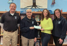 
			
				                                The Pittston Area Kiwanis Club made a monetary donation to the Pittston Memorial Library. Left to right: Don Shearer (Kiwanis vice president), Armand Filipini (Kiwanis treasurer), Jen Moran (Library director) and Brittani Shearer (Kiwanis president).
 
			
		